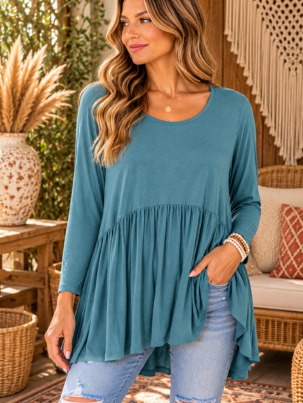 Teal Tunic Top